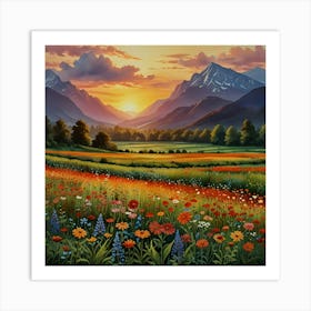 Sunset In The Meadow 12 Art Print