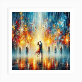 Kissing In The Rain 2 Art Print