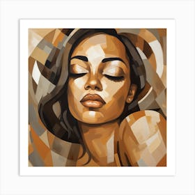 Woman With Eyes Closed 4 Art Print