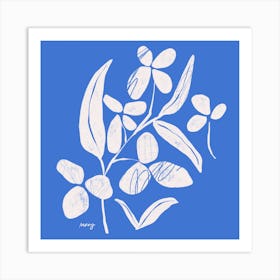 Abstract Floral Blue Square Art Print