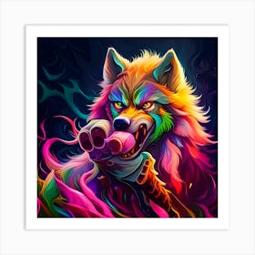 Colorful Wolf 5 Art Print