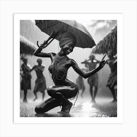 Woman In The Rain Art Print