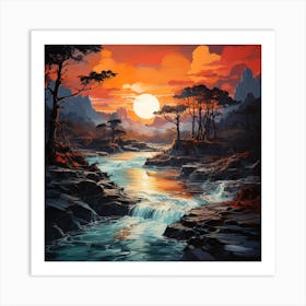 Sunset River Art Print