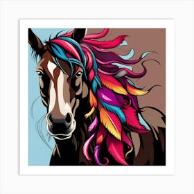 Horse And Feather Art Print