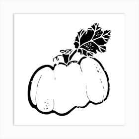 Pumpkin. Ink texture doodle. Black and white illustration, Bauhaus Art Print