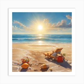 Sunset On The Beach Art Print