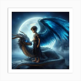 Angel with his Dragon  Art Print