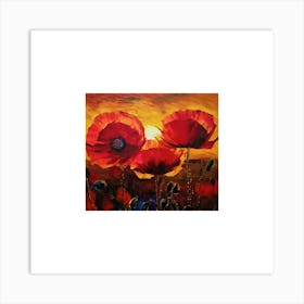 Poppies At Sunset Art Print