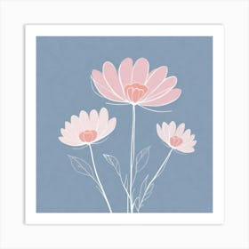 A White And Pink Flower In Minimalist Style Square Composition 582 Art Print