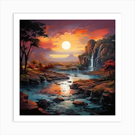 Sunset By The River Art Print