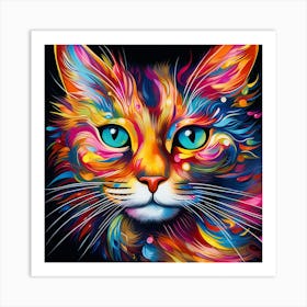 Colorful Cat Painting 1 Art Print