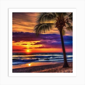 Sunset At The Beach 196 Art Print