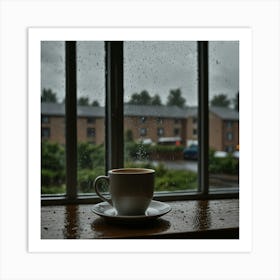 Rainy Day with Coffee Art Print