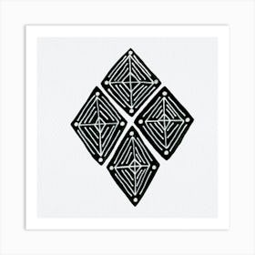 Black Tribal Diamond Ethnic Art Print