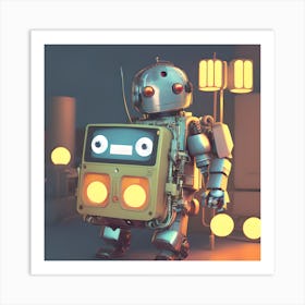 Robot With Lights Art Print