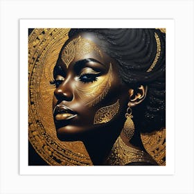 Gold And Black 11 Art Print