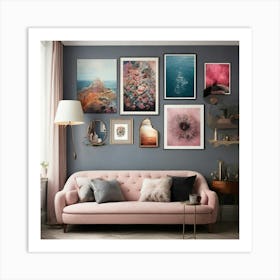 Pink Couch Living Room Art Print