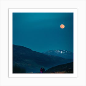 Full Moon In The Mountains Art Print