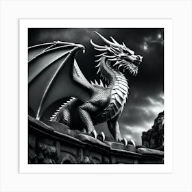 Black And White Dragon Art Print