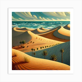 A Landscape Depiction Of Sand Dunes Art Print