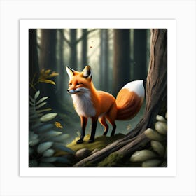 Fox In The Forest 19 Art Print