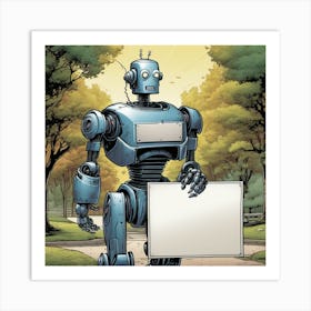 Robot Holding A Sign 6 Art Print