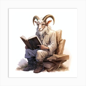 Goat Reading A Book 4 Art Print