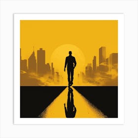 Silhouette Of A Man Walking Art Print