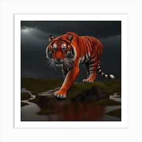 Tiger In Water Art Print