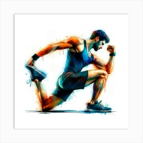 Fitness exercise in watercolor Art Print