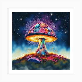 Mushroom In The Night Sky 4 Art Print