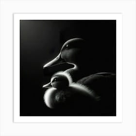 Mother Duck And Duckling Art Print