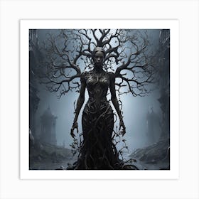 Amazing art Woman With Tree Roots Art Print