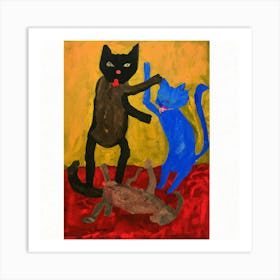 Cat And The Dog Art Print