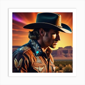 Cowboy In Hat 9 Art Print