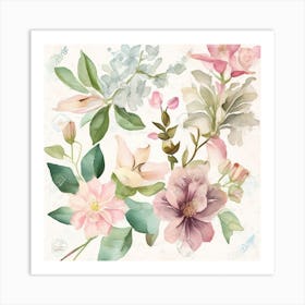 Watercolor Flowers Set 1 Art Print