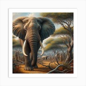 Elephants In The Wild Art Print