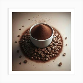 Coffee Cup With Coffee Beans Art Print