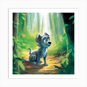 Dog In The Woods 1 Art Print