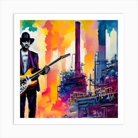 The Man and His Guitar Art Print