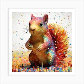 Squirrel In A Colorful World Art Print