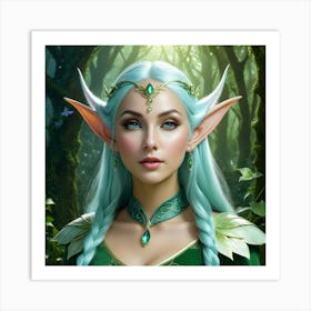 Elf Girl In The Forest 1 Art Print