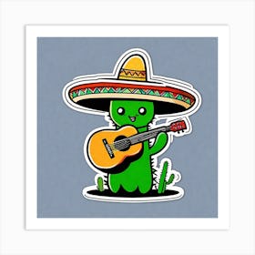 Cactus With Guitar 24 Art Print