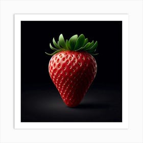 Strawberry On Black Background 2 Art Print