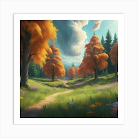 Magnificent forest meadows oil painting abstract painting art 11 Art Print