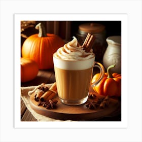 Latte With Cinnamon And Pumpkins Art Print