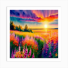 Sunset In The Meadow 2 Art Print