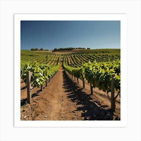 A Picturesque Vineyard With Rows Of Grapevines Stretching To The Horizon Under A Clear Blue Sky 2 Art Print