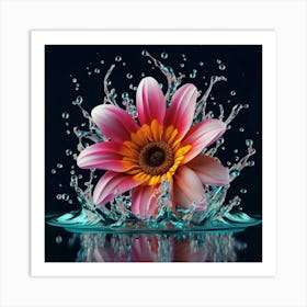 Splashing Water Flowers Art Print