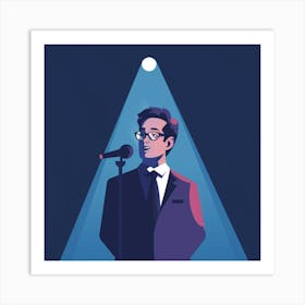 Man Singing Into A Microphone Art Print